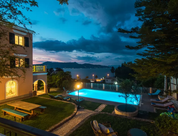 Villa 1870 Corfu evening scenery magic.