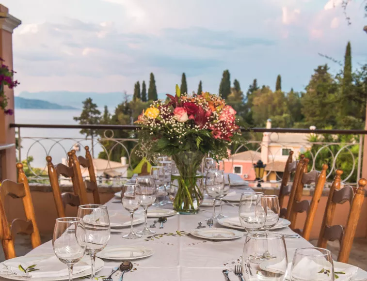 The table is set at Villa 1870 Corfu!